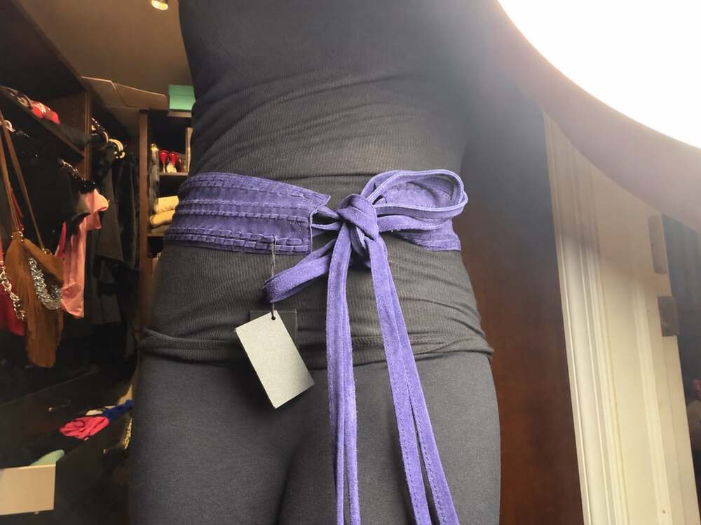 Maje Banoushka wrap boho Suede Belt Tu Purple